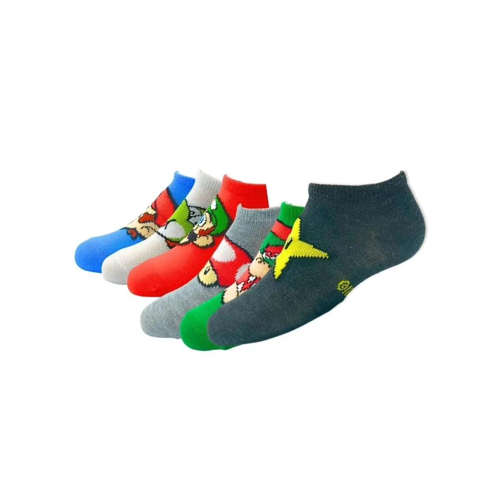 NEW Super Mario Boys No-Show Socks Size S 12-Pack Shoe Size 4 1/2 - 8‎ 1/2
